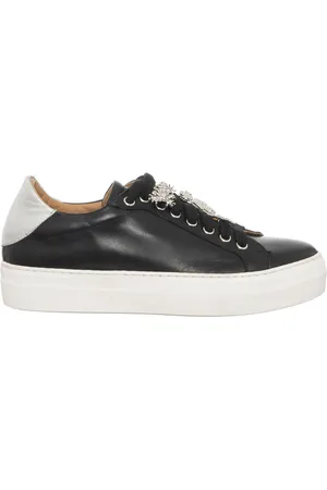 Loretta Pettinari Sneakers en Cuir Neila noires - Plateforme 3.5 cm