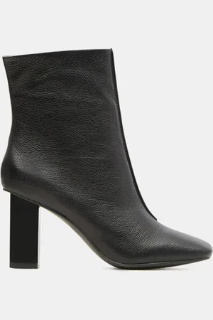 Galeries Lafayette Bottines en Cuir à talon géométrique noires - Talon 8,5 cm