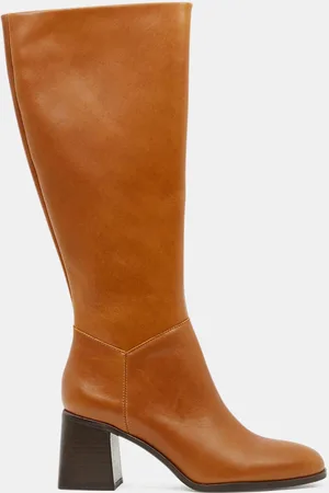 Galeries Lafayette Bottes en Cuir à bout rond - Talon 7 cm