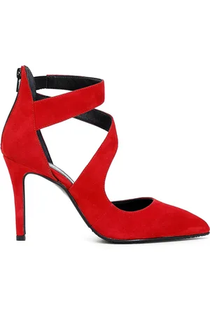 CAFèNOIR Sandales en Velours de Cuir Melania rouges - Talon 9 cm