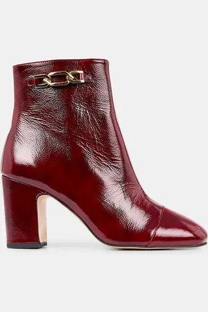Galeries Lafayette Bottines en Cuir craquelé - Talon 8 cm