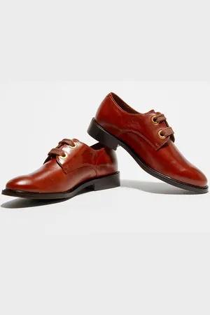 Galeries Lafayette Derbies en Cuir à oeillets cognac