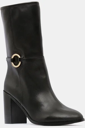 Galeries Lafayette Bottes talon détail rond noires - Talon 9 cm