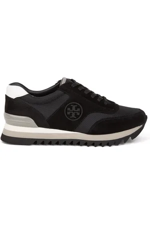 Tory Burch Baskets en Velours de Cuir Sawtooth noir/gris/blanc