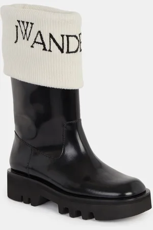 J.W.Anderson Bottes en Cuir & Laine Carie noires