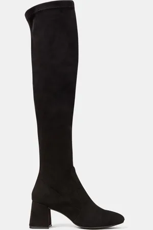 Galeries Lafayette Bottes en Cuir stretch noires - Talon 7 cm