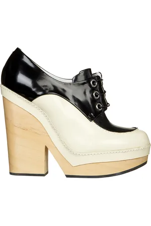Jil Sander Derbies revisitées en Cuir noir/écru - Talon 13.5 cm
