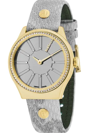 BALDININI Montre Femme en Cuir & cristaux Swarovski Adria grise