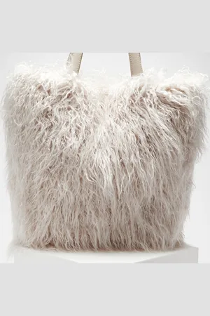 Coccinelle Sac cabas en Cuir & Fausse Fourrure Mistral Mongolia écru 32x38x16 cm