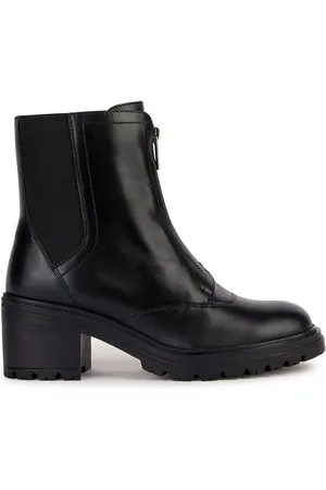 Geox Chelsea Boots en Cuir Damiana noires - Talon 7.5 cm