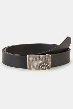 Replay Ceinture en Cuir Boucle Rectangle noire