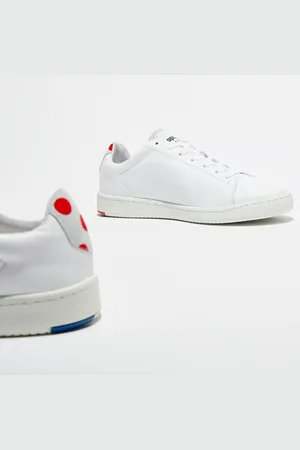 Le Coq Sportif Sneakers en Cuir Blazon Sport Made in France blanc/rouge