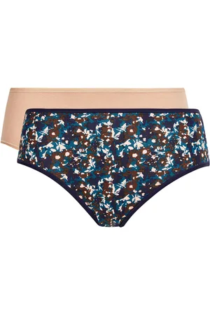 Playtex 2 Culottes Essential Cotton imprimé floral beige/bleu