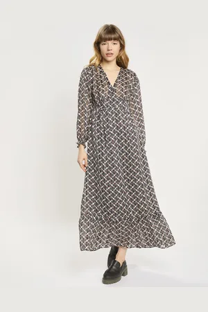 Scotch&Soda Robe longue imprimée marine/beige