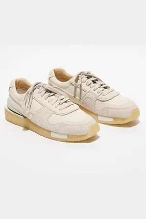 Clarks Baskets en Velours de Cuir Tor Run écrues