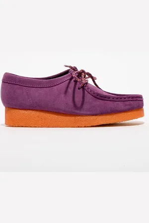 Clarks Derbies en Velours de Cuir Wallabee violettes