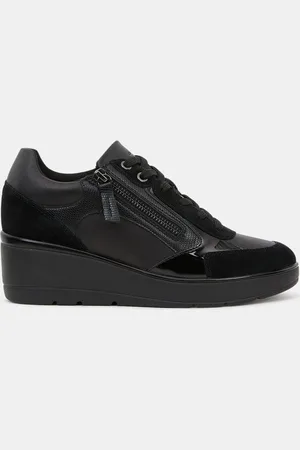 Geox Baskets compensées en Cuir Ilde noires