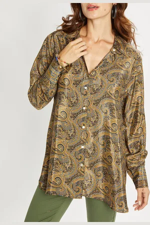 Lauren Vidal Chemise en Soie mélangée Sasha marron/bleu
