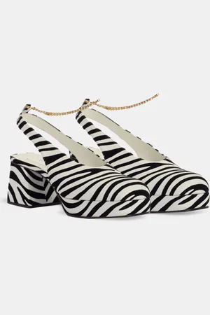 Maria Luca Sandales en Cuir blanc/noir - Talon 7 cm