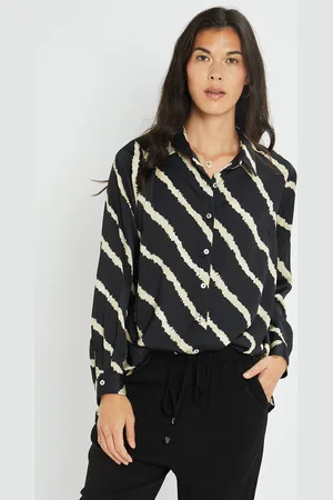 Lauren Vidal Chemise satinée Ciara zèbre noir/écru