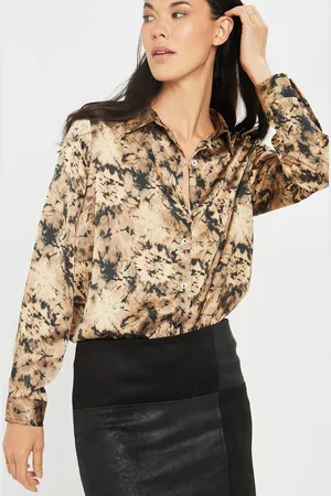 Lauren Vidal Chemise satinée Ciara écorce dorée