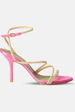 Maria Luca Sandales en Soie & Strass roses - Talon 9 cm