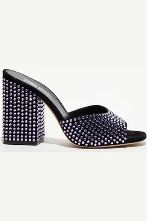 PARIS TEXAS Mules en Strass Holly noires - Talon 10 cm
