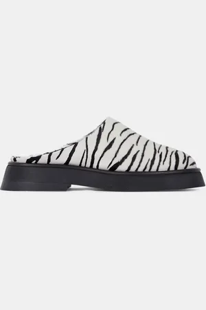 Wandler Mules sabots en poils ras noir/blanc