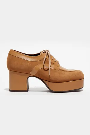 Avril Gau Derbies en Velours de Cuir Mam beiges - Talon 7 cm