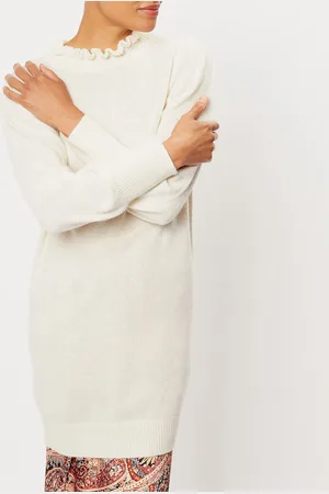 See u soon Robe Pull en Angora & Laine mélangés Iris blanche