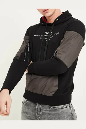 Replay Sweat bi-matière Utility noir/gris