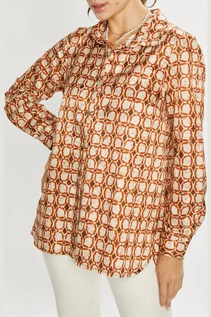 Lauren Vidal Chemise en Soie mélangée Ines marron/beige