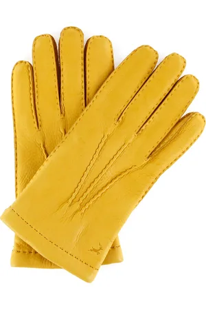 Maison Fabre Gants en Cuir de Cerf doublure Laine Felix jaunes
