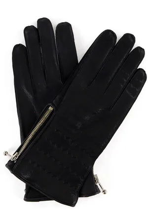Maison Fabre Gants en Cuir de Cerf doublure Laine Carlson noirs