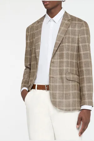 Hackett Blazer en Laine mélangée à carreaux beige/marron