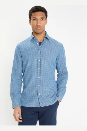 Hackett Chemise Slim Fit à imprimé géométrique bleue