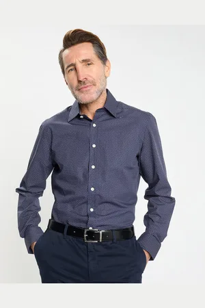 Hackett Chemise Slim Fit à micro imprimé géométrique bleue