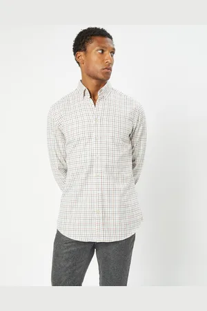 Hackett Chemise Slim Fit en Flanelle à carreaux écru/rouge/bleu