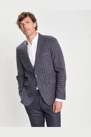 Hackett Veste en Laine mélangée à carreaux bleue