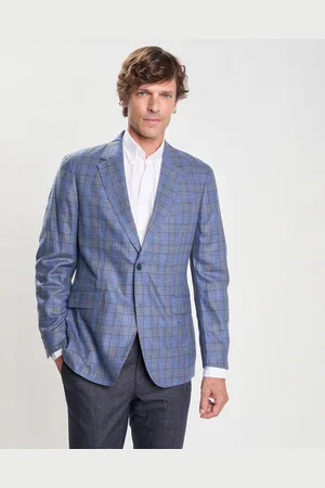 Hackett Veste en Soe & Laine à imprimé Prince de Galles bleue