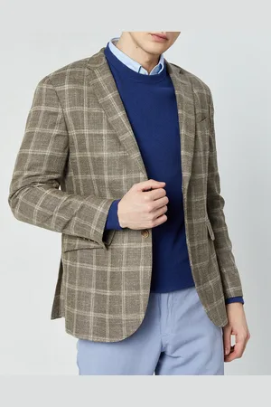Hackett Veste en Laine mélangée Destructurée à carreaux beige/marron