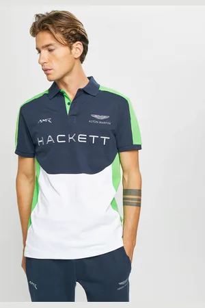 Hackett Polo Droit Multi Patch Aston Martin Racing bleu/blanc/vert fluo