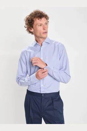 Hackett Chemise Slim Fit imprimée Pied-de-Poule bleu/blanc
