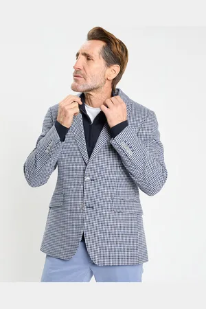 Hackett Veste à imprimé pied-de-poule bleue