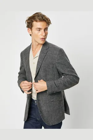 Hackett Veste en Laine mélangée à imprimé pied-de-poule marron/gris
