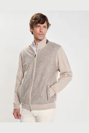 Hackett Gilet 100% Laine Mérinos zippé écru
