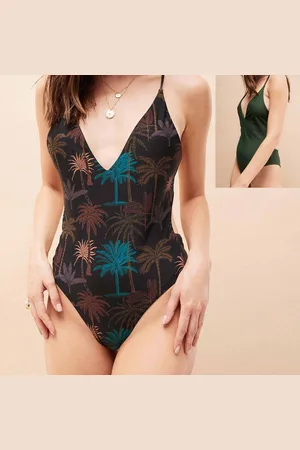WILD Maillot de bain 1 pièce Anastasia noir/vert
