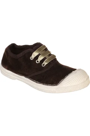 Bensimon Tennis basses en Velours Vintage lacets brunes