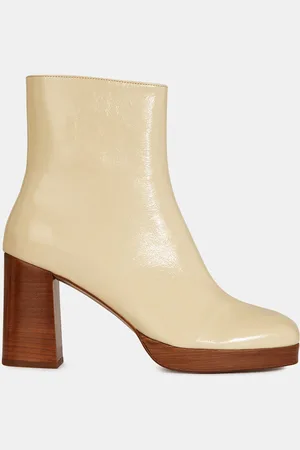 Galeries Lafayette Bottines en Cuir blanches - Talon 8.5 cm