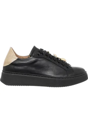 Loretta Pettinari Sneakers en Cuir Léna noir/doré